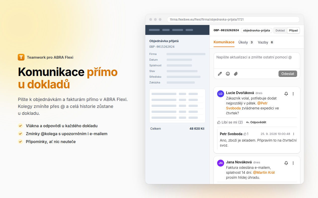 Komunikace přímo u dokladů