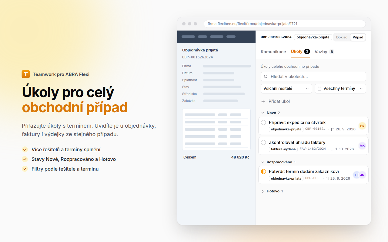 Úkoly pro celý obchodní případ